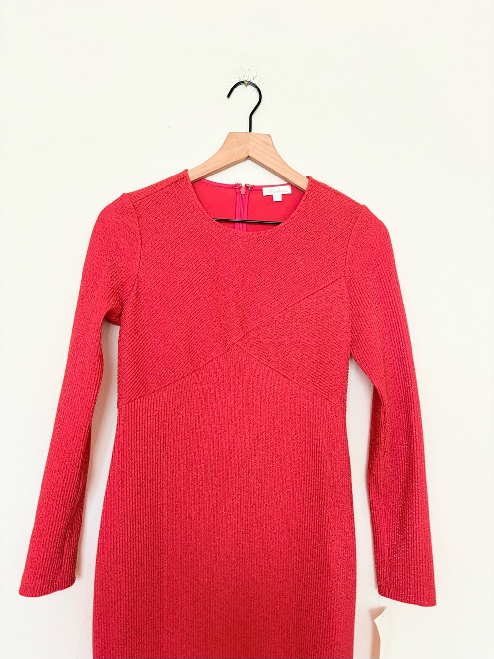 Shoshannana Red Mettalice knit Long Sleeves Bodycon Midi Dress 8 - Picture 8 of 9